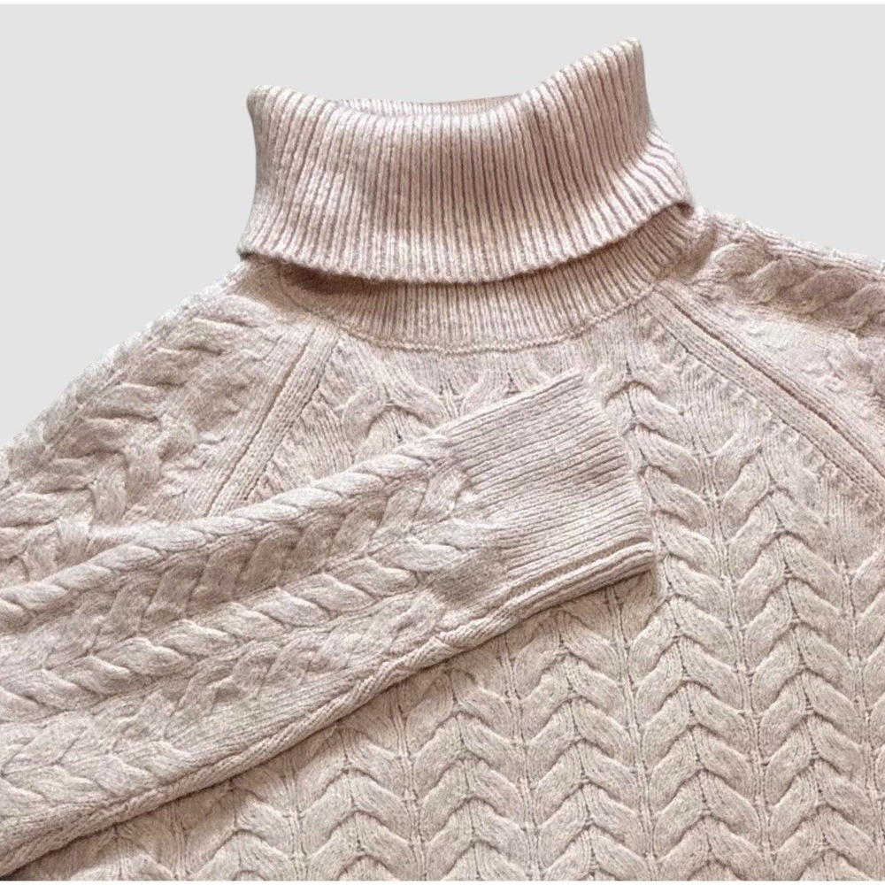 Michael Kors Women's Small Soft Cable Knit Turtleneck Sweater Light Peach Pink
